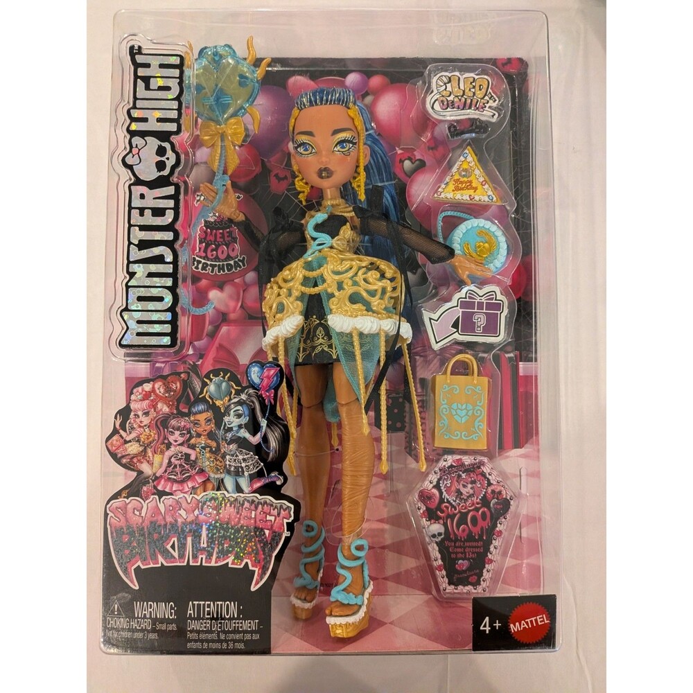Monster High JBG76 Scary Sweet Birthday Cleo De Nile Doll in Party Dress